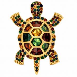 2997/T - Artful Design Magnetic Brooches 036/MIX<br>
Crystal Turtle in Mixed Colors - 