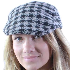 2999 - Fall and Winter Brimmed Hats and Caps 5002 TWEED BLACK-GREY Newsboy Cap - One Size Fits Most