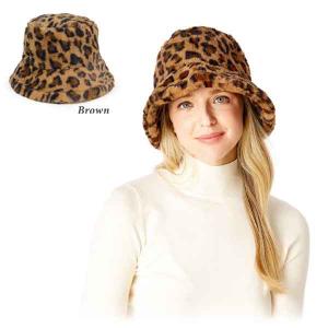 2999 - Fall and Winter Brimmed Hats and Caps 211 - Brown<br>
Leopard Print Fur Hat - One Size Fits Most