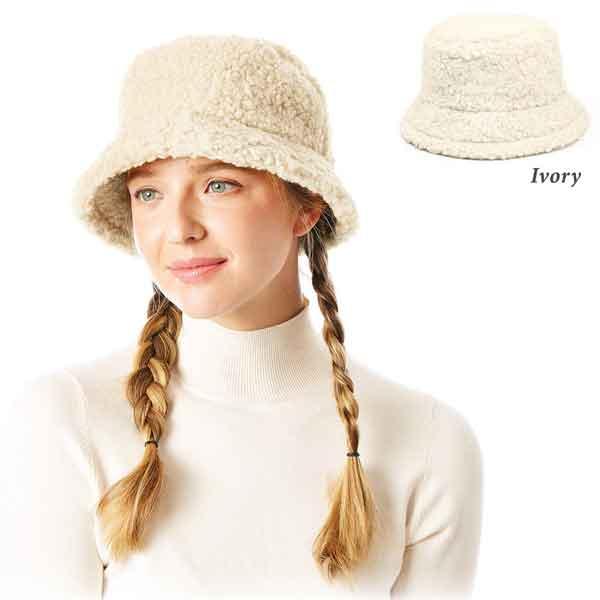 wholesale 2999 - Fall and Winter Brimmed Hats and Caps 202 - Ivory<br>
Boucle Teddy Bear Bucket Hat - One Size Fits Most