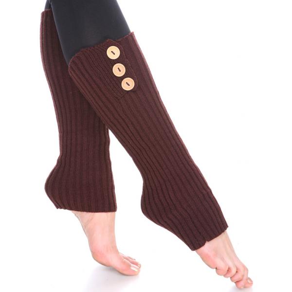 wholesale 6455 Leg Warmers Three Button 264x113 - Dark Brown - 