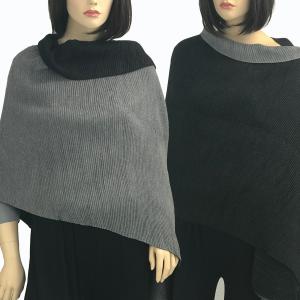 3072 & 3073 - Reversible Pleated Shawls 3073 Solid Black reverses to Solid Silver - 