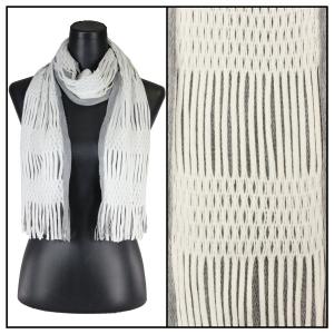3010 - Winter Oblong Scarves Two Way Knit Tube - Ivory-Grey - 