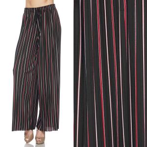 902T - Pleated (No Hem) Twill Pants PLUS #09 Striped Black-Red-White - Plus Size (XL-2X)