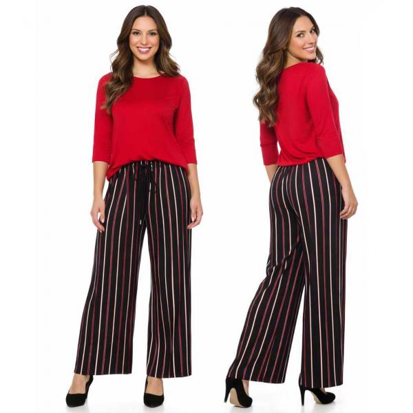 wholesale 902T/T - Pleated Twill Pants  #12 Striped Navy-Red - One Size Fits All