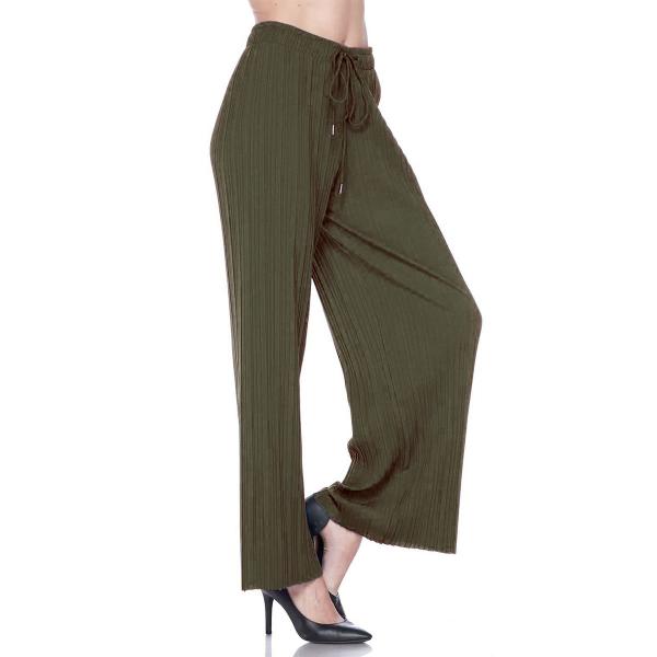902ANP - Pleated Wide Leg Twill Pants PLUS Solid Olive - Plus Size (XL-2X)