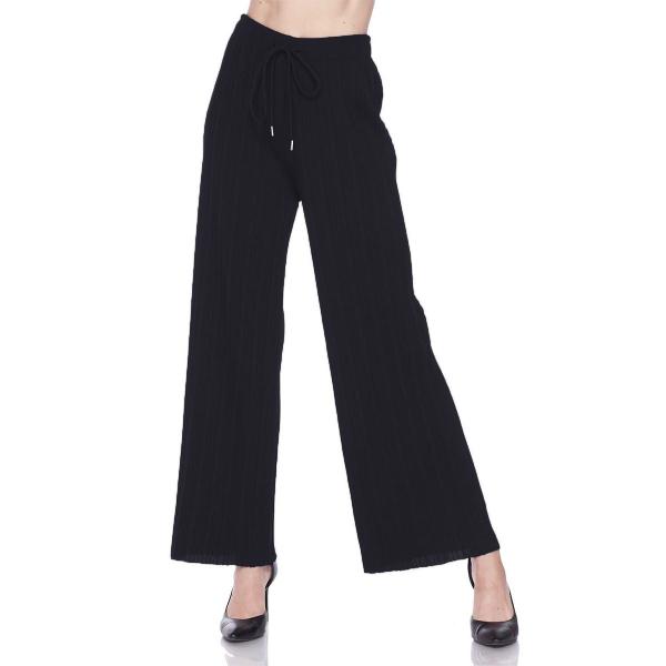 wholesale 902T - Pleated (No Hem) Twill Pants Black Curvy<br>
Stretch Twill Pleated Wide Leg Pants - One Size Fits L-1X