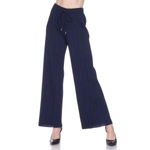 Wholesale 902T - Pleated (No Hem) Twill Pants Navy<br>
Stretch Twill Pleated Wide Leg Pants - One Size Fits S-L