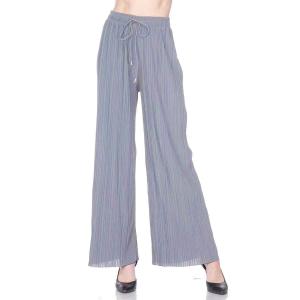 Wholesale 902T - Pleated (No Hem) Twill Pants Silver<br>
Stretch Twill Pleated Wide Leg Pants - One Size Fits S-L