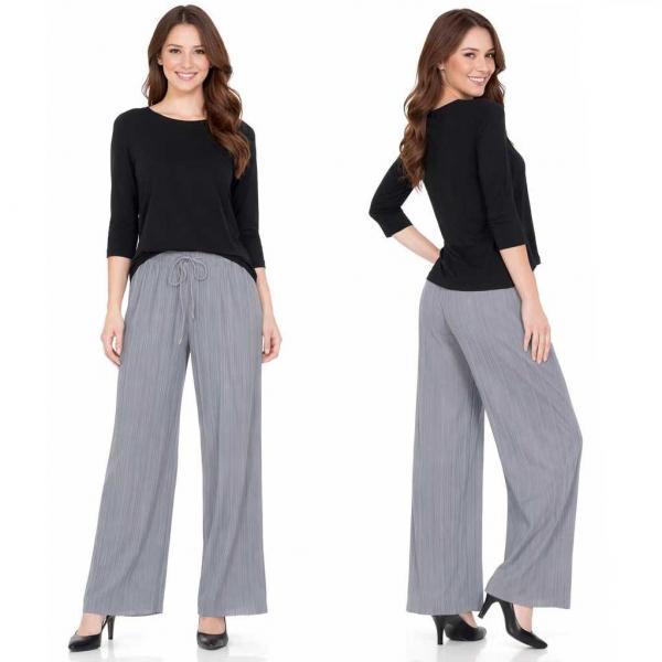 wholesale 902T/T - Pleated Twill Pants  Silver<br>
Stretch Twill Pleated Wide Leg Pants - One Size Fits Most