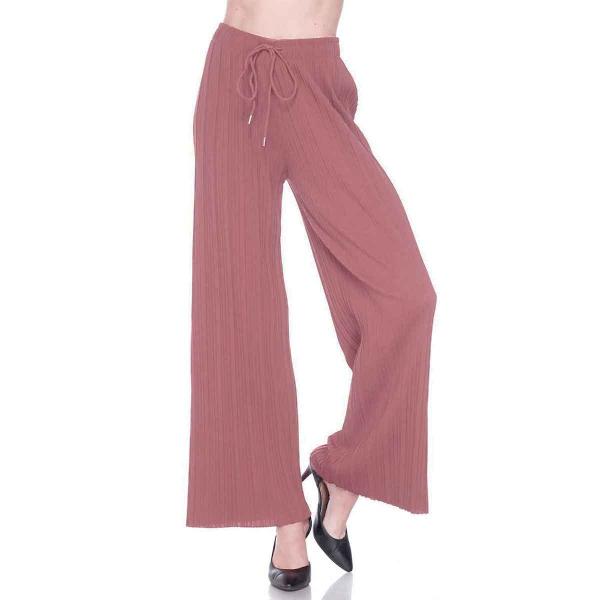 wholesale 902T - Pleated (No Hem) Twill Pants Dusty Rose<br>
Stretch Twill Pleated Wide Leg Pants - One Size Fits S-L
