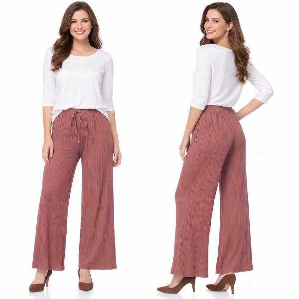 wholesale 902T/T - Pleated Twill Pants  Dusty Rose<br>
Stretch Twill Pleated Wide Leg Pants - One Size Fits Most