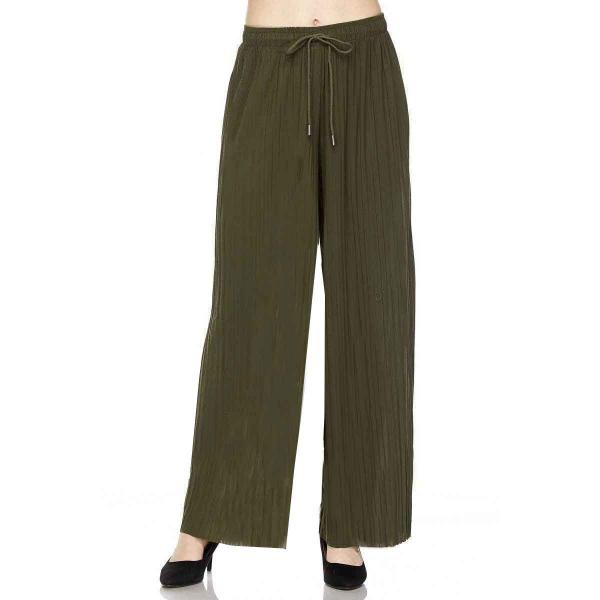 wholesale 902T - Pleated (No Hem) Twill Pants Olive<br>
Stretch Twill Pleated Wide Leg Pants - One Size Fits S-L
