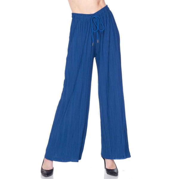 wholesale 902T - Pleated (No Hem) Twill Pants Royal<br>
Stretch Twill Pleated Wide Leg Pants - One Size Fits S-L