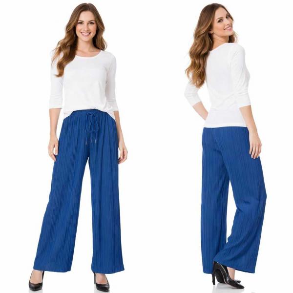 wholesale 902T/T - Pleated Twill Pants  Royal<br>
Stretch Twill Pleated Wide Leg Pants - One Size Fits Most