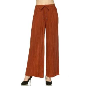Wholesale 902T - Pleated (No Hem) Twill Pants Rust Curvy<br>
Stretch Twill Pleated Wide Leg Pants - One Size Fits L-1X