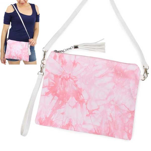 wholesale 3057  - Crossbody Bags and Wristlets 10176 - Pink <br> 
Tie Dye Cross Body Clutch - 