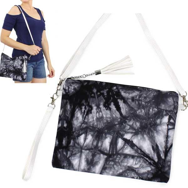 wholesale 3057  - Crossbody Bags and Wristlets 10176 - Black <br> 
Tie Dye Cross Body Clutch - 