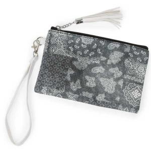 Wholesale  10270 - Black <br> 
Bandana Print Wallet Wristlet - 