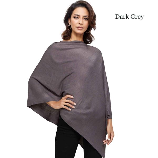 Wholesale 8672 - Cashmere Feel Ponchos  Dark Grey - One Size Fits Most