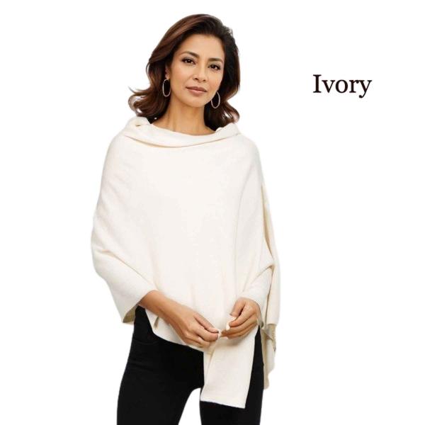 Wholesale 8672 - Cashmere Feel Ponchos  Ivory - One Size Fits Most