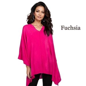 8672 - Cashmere Feel Ponchos  Fuchsia - One Size Fits Most