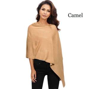 8672 - Cashmere Feel Ponchos  Camel - One Size Fits Most