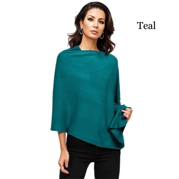 Wholesale 8672 - Cashmere Feel Ponchos  Teal - One Size Fits Most