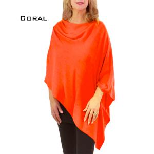 Wholesale  8672 - Coral<br>
Cashmere Feel Poncho  - 