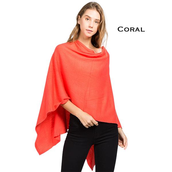 Wholesale 8672 - Cashmere Feel Ponchos  Coral - 