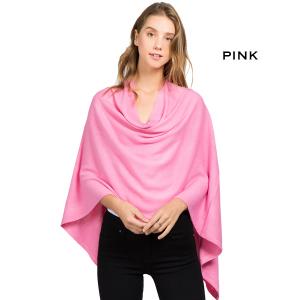 8672 - Cashmere Feel Ponchos  Pink  - One Size Fits Most