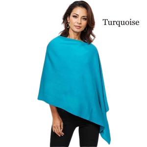 8672 - Cashmere Feel Ponchos  Turquoise  - One Size Fits Most