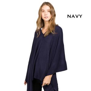 8672 - Cashmere Feel Ponchos  Navy  - One Size Fits Most