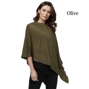 8672 - Cashmere Feel Ponchos  Olive  - One Size Fits Most