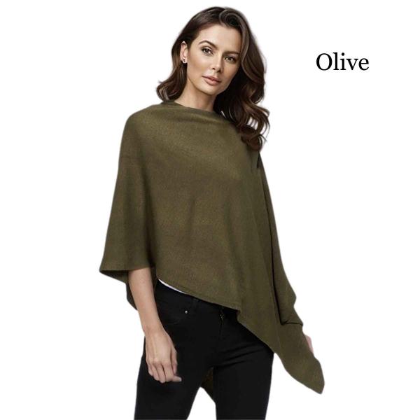 Wholesale 8672 - Cashmere Feel Ponchos  Olive  - One Size Fits Most