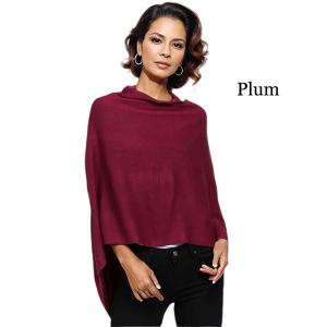 8672 - Cashmere Feel Ponchos  Plum - One Size Fits Most