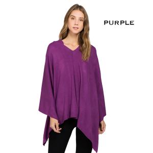 Wholesale 8672 - Cashmere Feel Ponchos  Purple - 