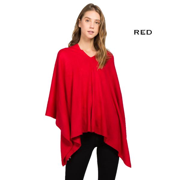 Wholesale 8672 - Cashmere Feel Ponchos  Red  - 