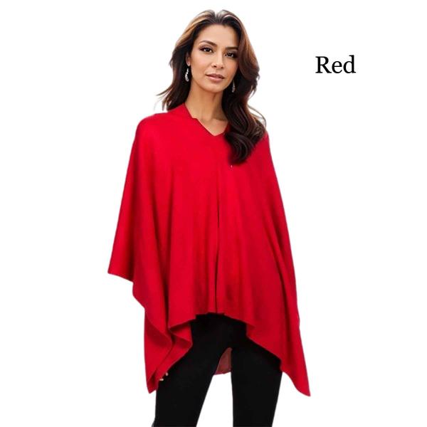 Wholesale 8672 - Cashmere Feel Ponchos  Red  - One Size Fits Most