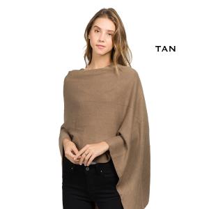 8672 - Cashmere Feel Ponchos  Tan  - One Size Fits Most