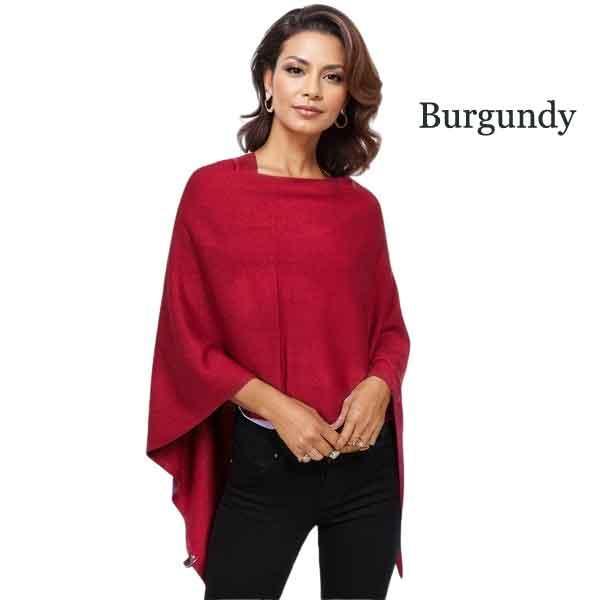 Wholesale 8672 - Cashmere Feel Ponchos  Burgundy - One Size Fits Most