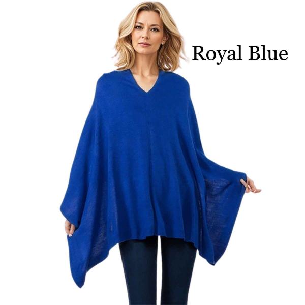 Wholesale 8672 - Cashmere Feel Ponchos  Royal Blue  - One Size Fits Most