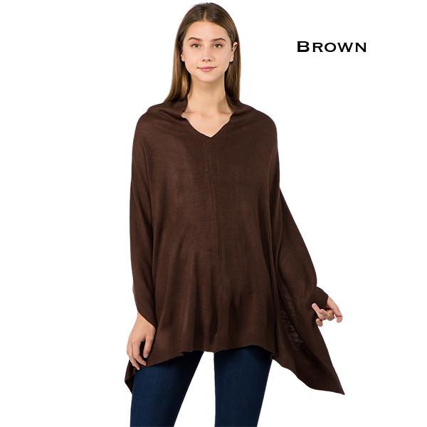 Wholesale 8672 - Cashmere Feel Ponchos  Brown - 