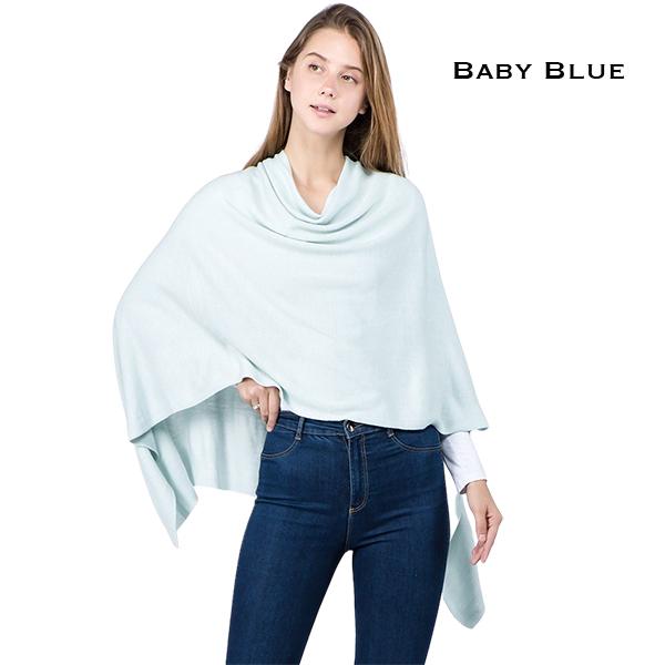 8672 - Cashmere Feel Ponchos  Baby Blue - 