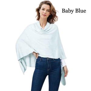 8672 - Cashmere Feel Ponchos  Baby Blue - One Size Fits Most