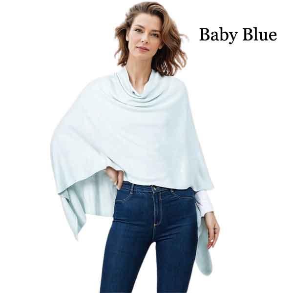 Wholesale 8672 - Cashmere Feel Ponchos  Baby Blue - One Size Fits Most
