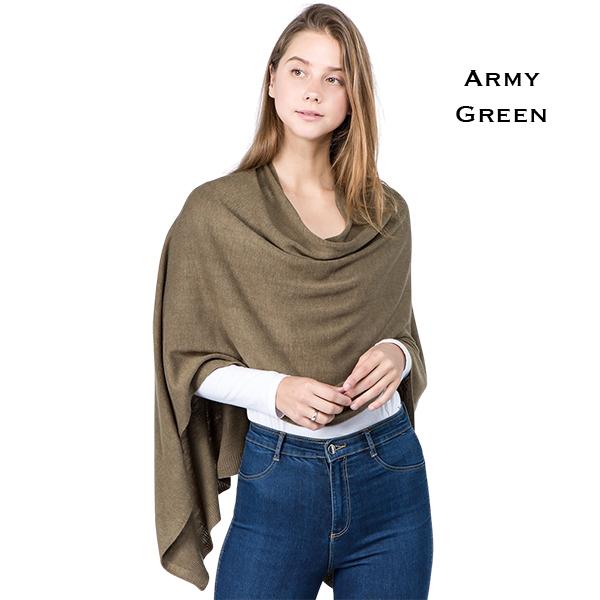 wholesale 8672 - Cashmere Feel Ponchos  Army Green  - 