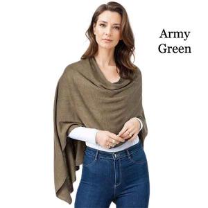 8672 - Cashmere Feel Ponchos  Army Green  - One Size Fits Most