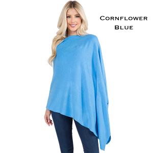 8672 - Cashmere Feel Ponchos  Cornflower Blue - One Size Fits Most