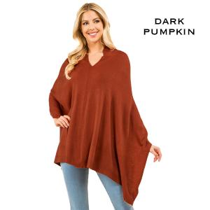 8672 - Cashmere Feel Ponchos  Dark Pumpkin - One Size Fits Most